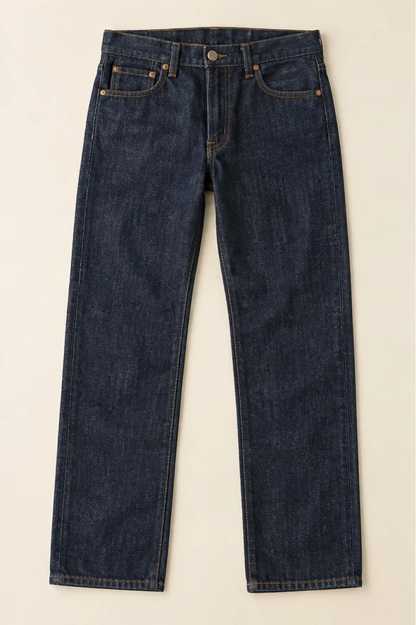 Foundry Straight — Dark indigo, front view
